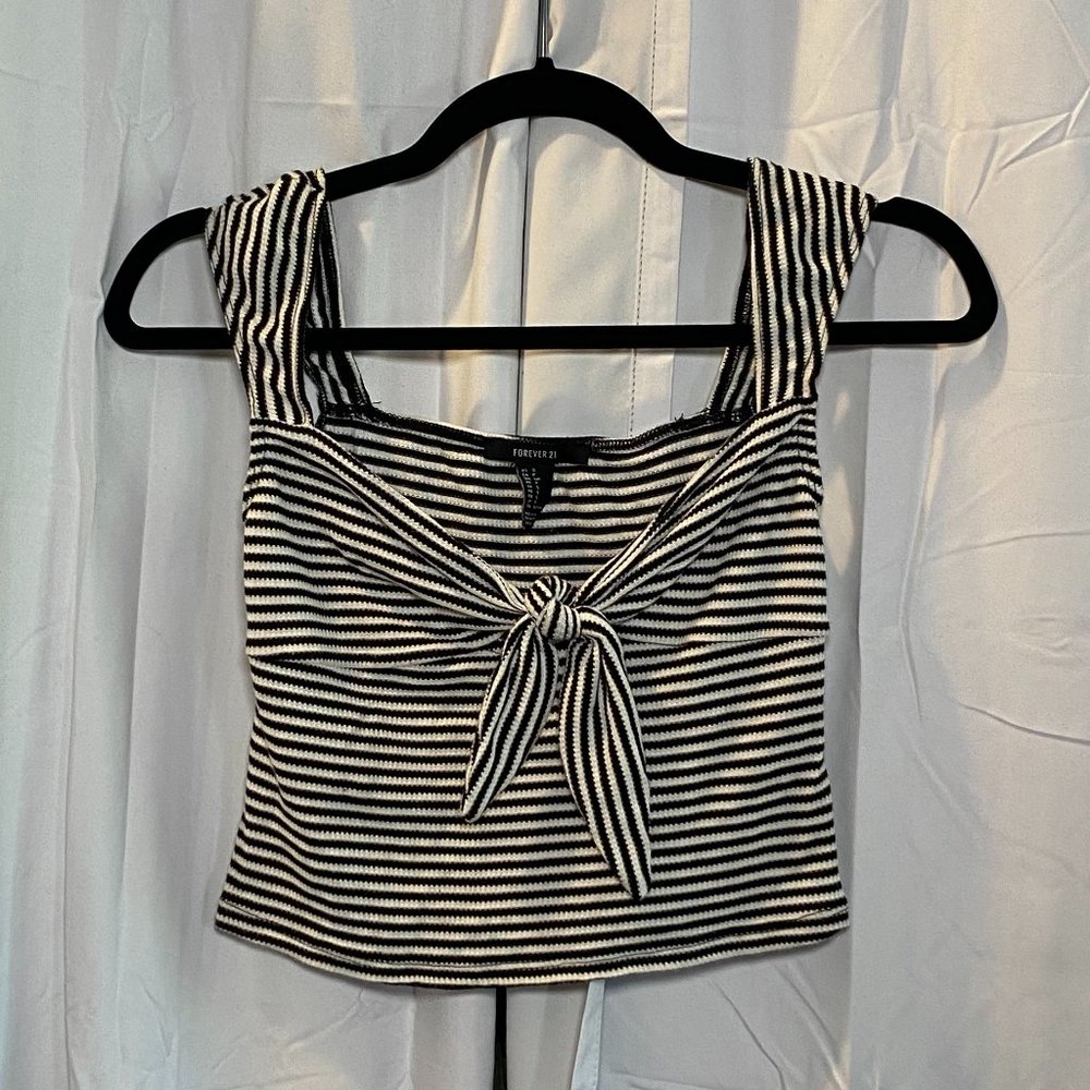 Forever 21 Striped Peep Hole Crop Top